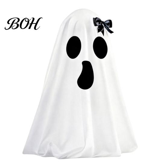 Halloween Window Display Props Ghost Decoration, Indoor Tabletop Standing with Witch Fabric Figurine Hat/Bow for Mantel Dining Table Party Home Decor