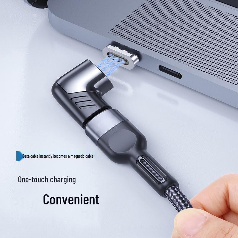 Right Angle Type-C Magnetic Adapter for Fast Charging & Data Transfer on Apple Devices & Laptops