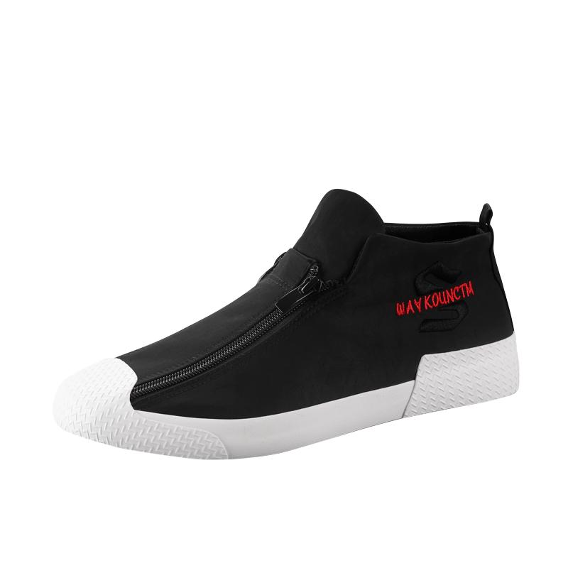 

Модные двухрядные молнии Дизайн Лоферы Легкие прогулочные туфли для мужчин Дышащая обувь Zapatillas Hombre Мужская парусиновая повседневная обувь 6.5 чёрный