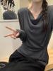 Women's 2025 Slim-Fit Batwing Sleeve Knit Top - Irregular Design for Early Autumn