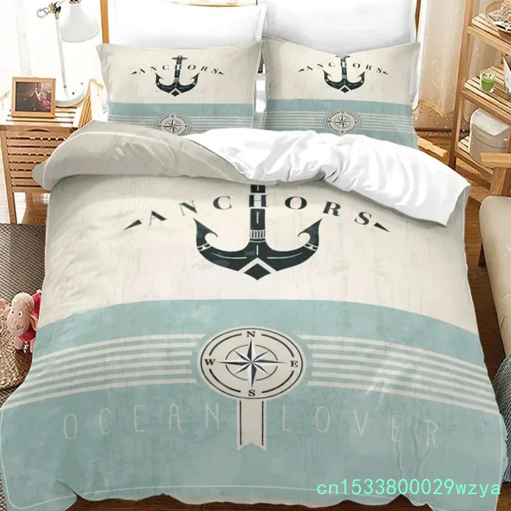 3D Druck Neue Nautische Ozean Anker Bettwäschesets Ozean Geist Bettbezug King Queen Einzelgröße Bettwäsche Teenager Jungen Geschenk