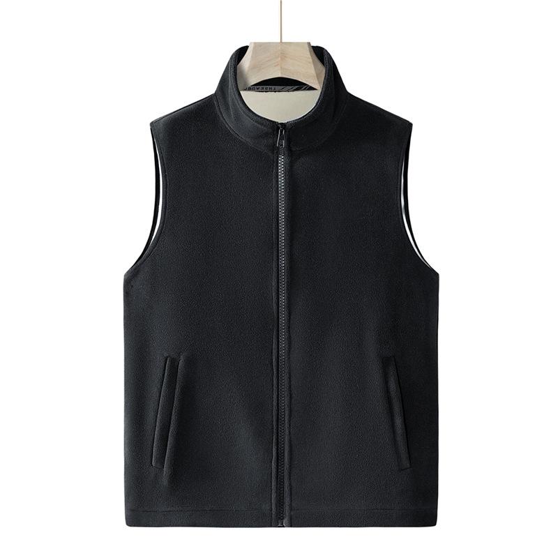 Fleecegefütterte Verdickte Übergröße Herrenweste Herbst Winter Neu Stehkragen Lässige Weste Jacke