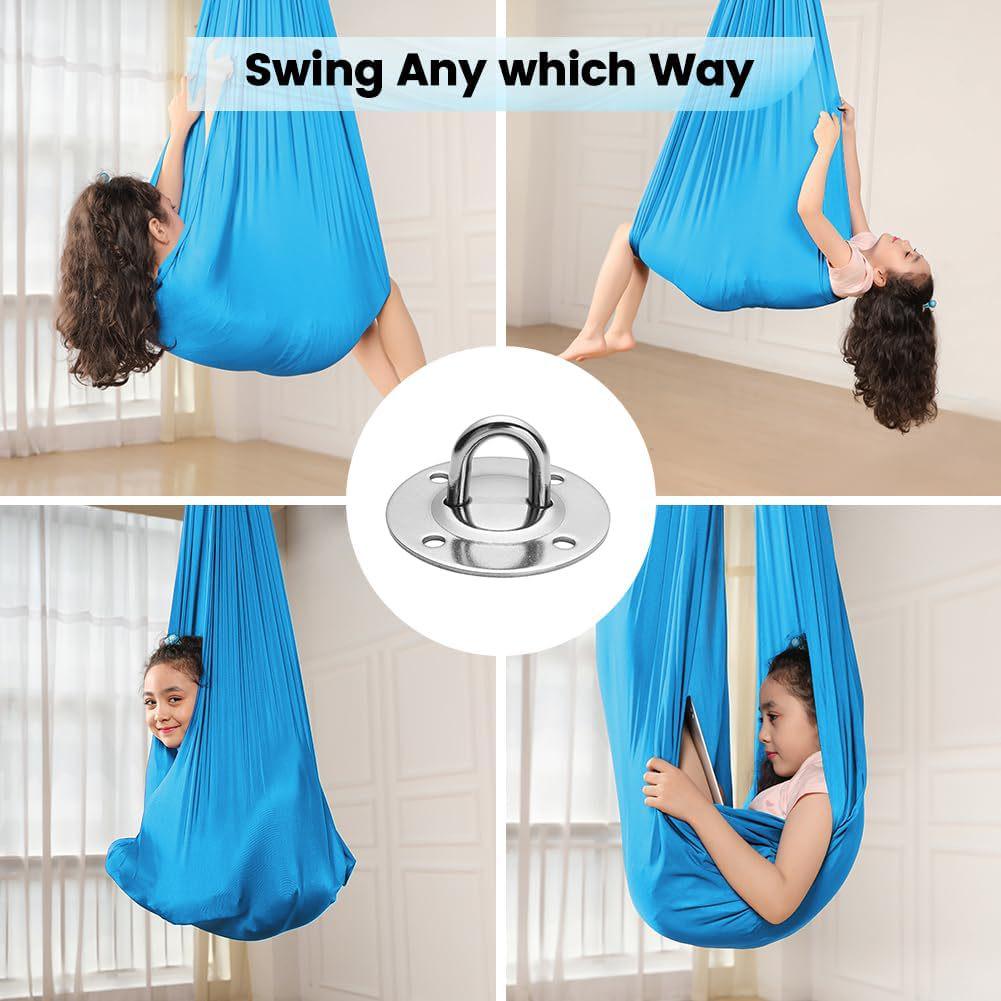 Elastic Sensory Swing: Indoor Hammock for Kids & Adults with Fixed Link Ring, Double Layer.