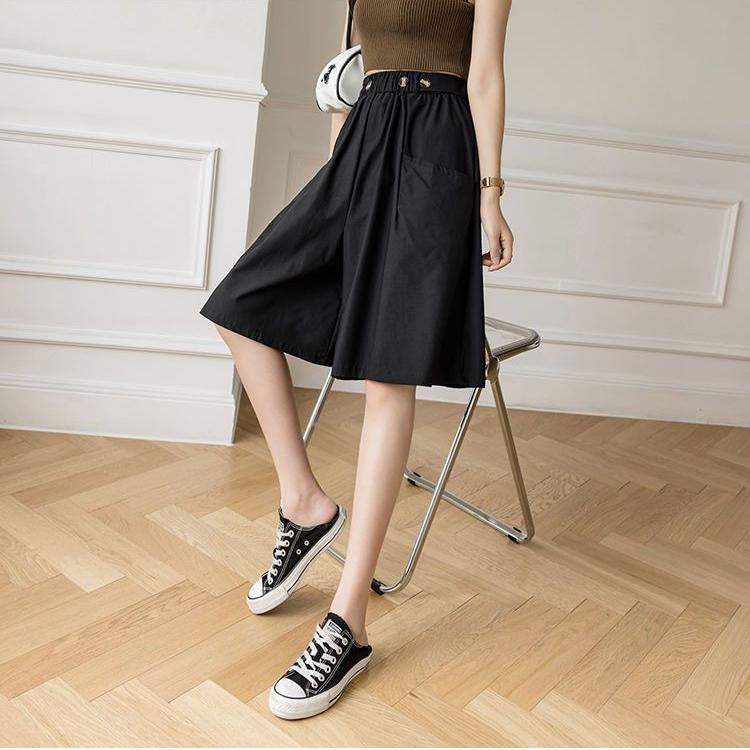 Damskie luźne szorty z szerokimi nogawkami Letnia plaża Proste, dorywczo fajne, wygodne, krótkie spodnie z wysokim stanem