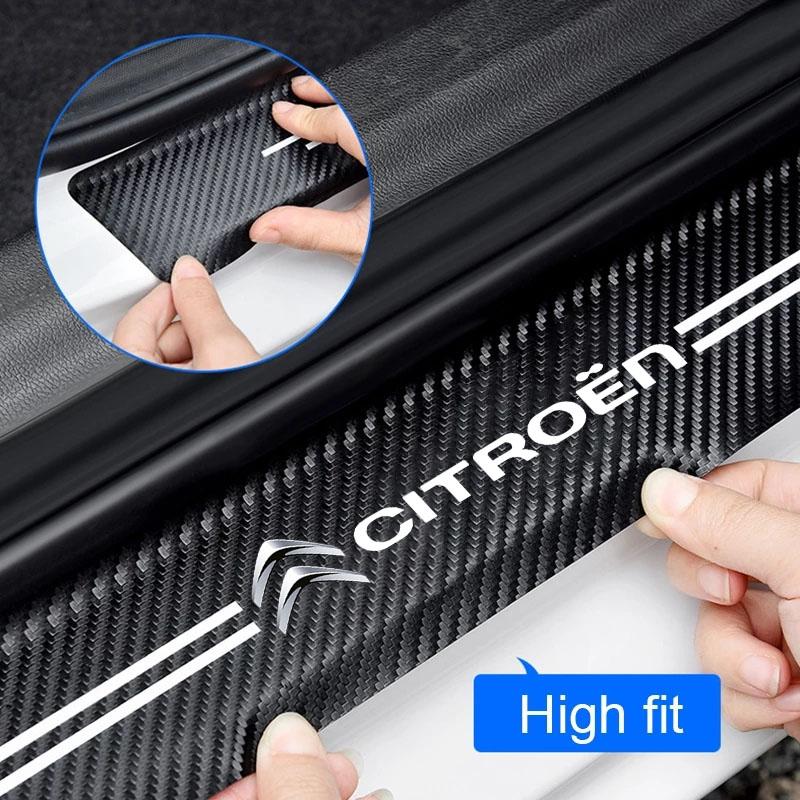 Car Door Sill Stickers Carbon Fiber Door Sill Film Car Sticker For Citroen C1 C2 C4 C5 C3 C4L Berlingo Xsara Picasso Accessories