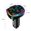 Rainbow Light Car Charger 4 Ports with Bluetooth FM Transmitter LED Voltage Display