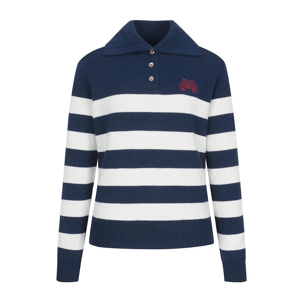 MARTINE GOLF Sailor Collar Stripe Sweater_Navy