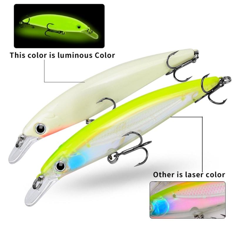5Pcs Minnow Fishing Lures Wobbler Glow Hard Baits 7g/14g Crankbaits Walleye Swimbait for Freshwater Saltwater Fishing