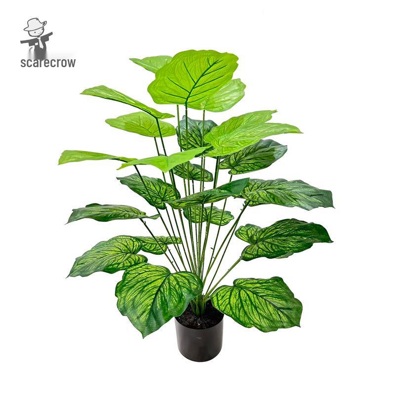 Artificial Bonsai Tree with Large Green Leaves, Potted for Home or Hotel Living Room Decor