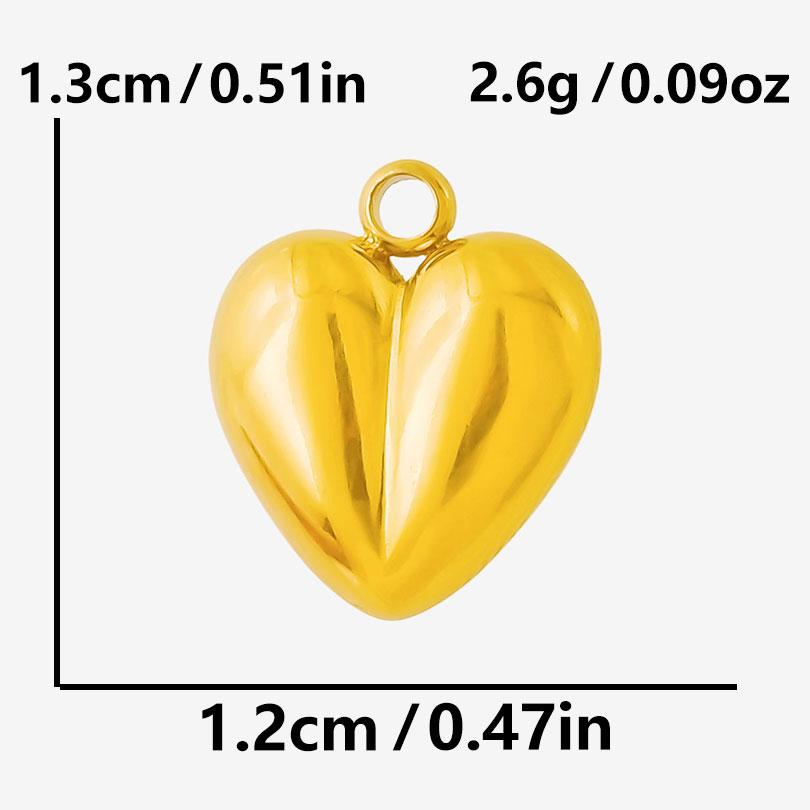 6pc Sweet Love Pendant Real Gold Plated Stainless Steel Heart Charms For Jewelry Making Supplies DIY Keychain Pendant Charm Bulk