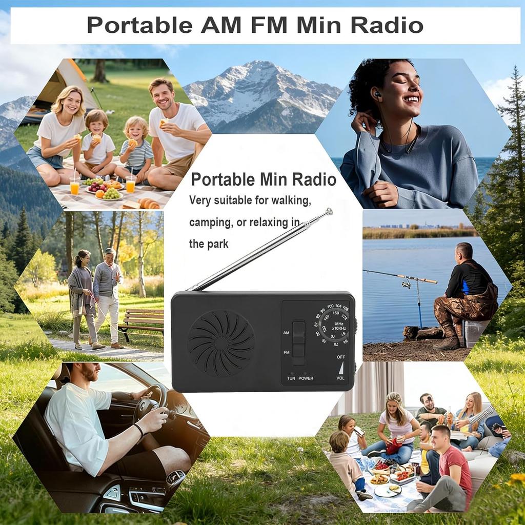 Kieszonkowe Mini Radio, Przenośne Radio AM FM Worldband z Najlepszym Odbiorem, Radio Tranzystorowe na Baterie 2AAA z Gniazdem Słuchawkowym, Głośnik