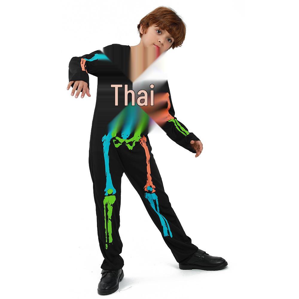 Children s Halloween Zombie Masquerade Rainbow Skeleton Costume Extra Large