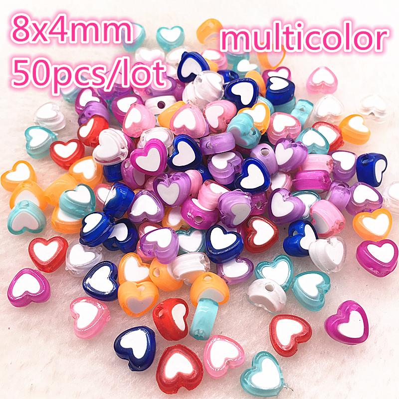 50pcs 8x4mm Love Acrylic Bead Loose Spacer Beads For Jewelry Making DIY Bracelet Accessories