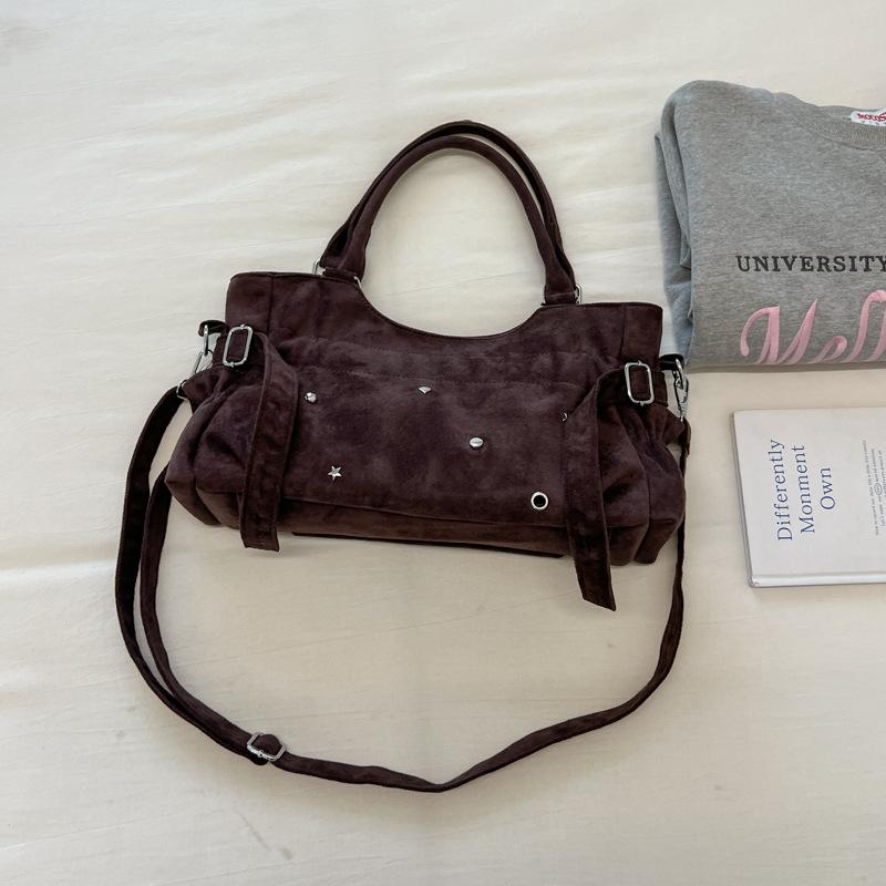 Motorcycle-style Bag with A Lady's Crossbody Strap for Commuting, A Shoulder Bag, and A Tote Bag.