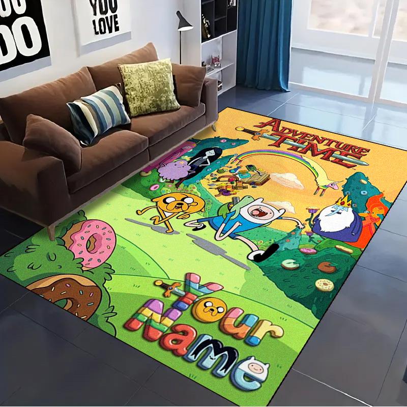 Name Custom Adventure-Time Carpet Rug for Living Room Bedroom Home Sofa Decoration,Kids play Non-slip Floor Mat
