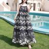 Women's Plus Size Printed Sleeveless Maxi Dress, Casual Summer Beach Sundress with Adjustable Straps (XL-5XL)
