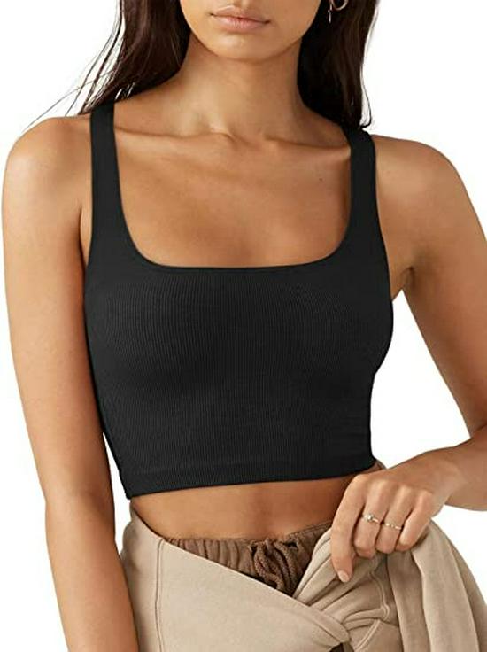 2024 Spring European & American Style Women s Solid Color Sexy Ribbed Vest L чёрный