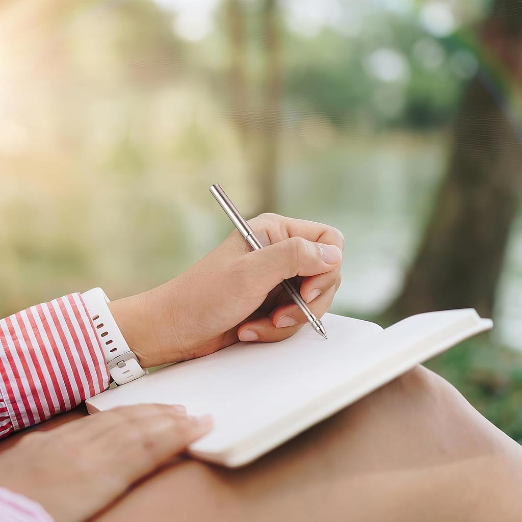 Ciieeo Key Chain Telescopic Pen: Stainless Steel Ballpoint Pens Retractable Pocket Mini Pens Signature Pen with Key Ring for Business Office School