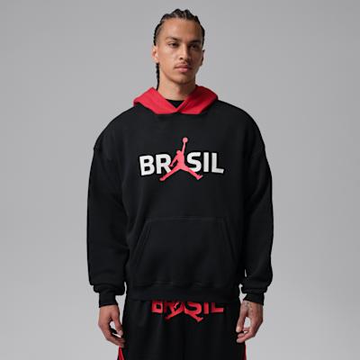 Jordan Brooklyn Fleece Sweatshirts Men s Black/University Red Hooded N S