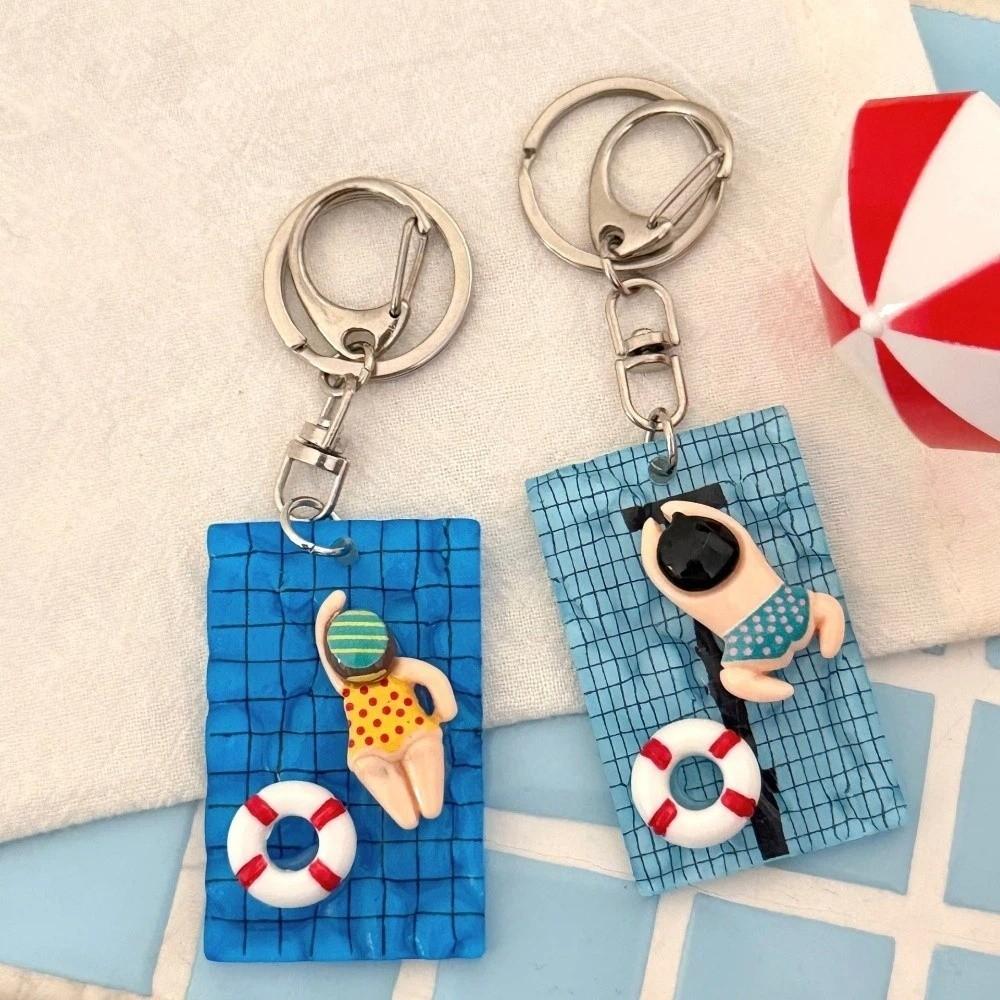 Zink Zinklegierung Pool Schwimmbrett Schlüsselanhänger Blau Gelb Tasche Anhänger Kleine Schwimmfigur Anhänger Sommer