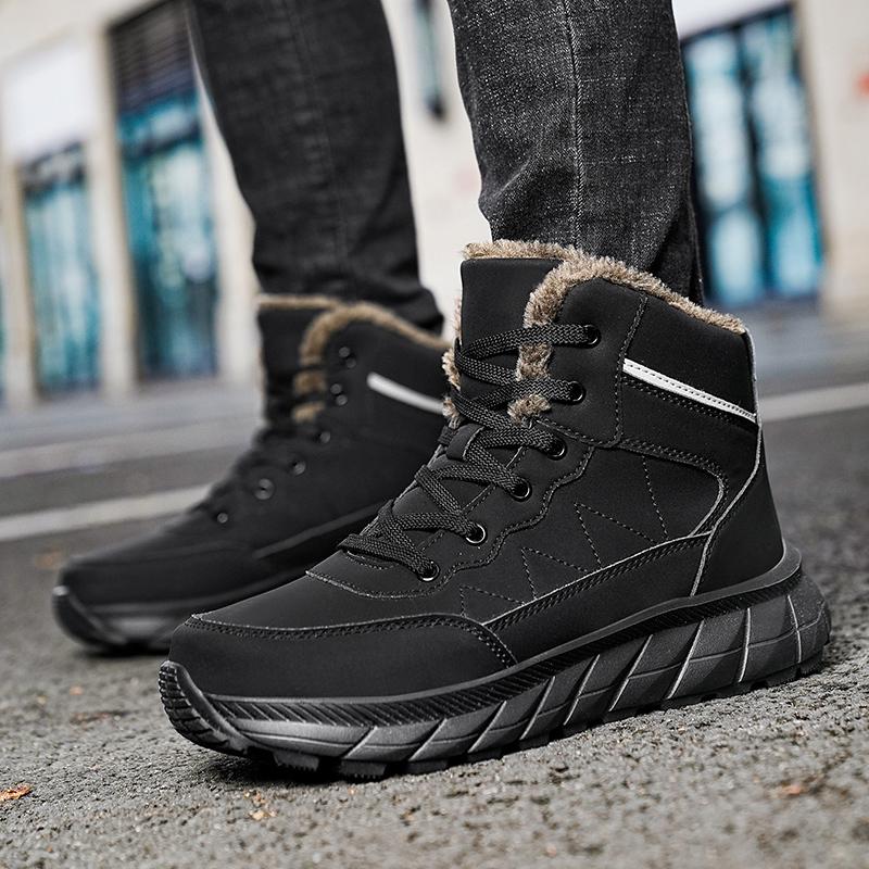Men's Sneakers Outdoors Plush Warm Winter Waterproof Shoes Non Slip Hiking Ankle Boots Winter Shoes for Men Work