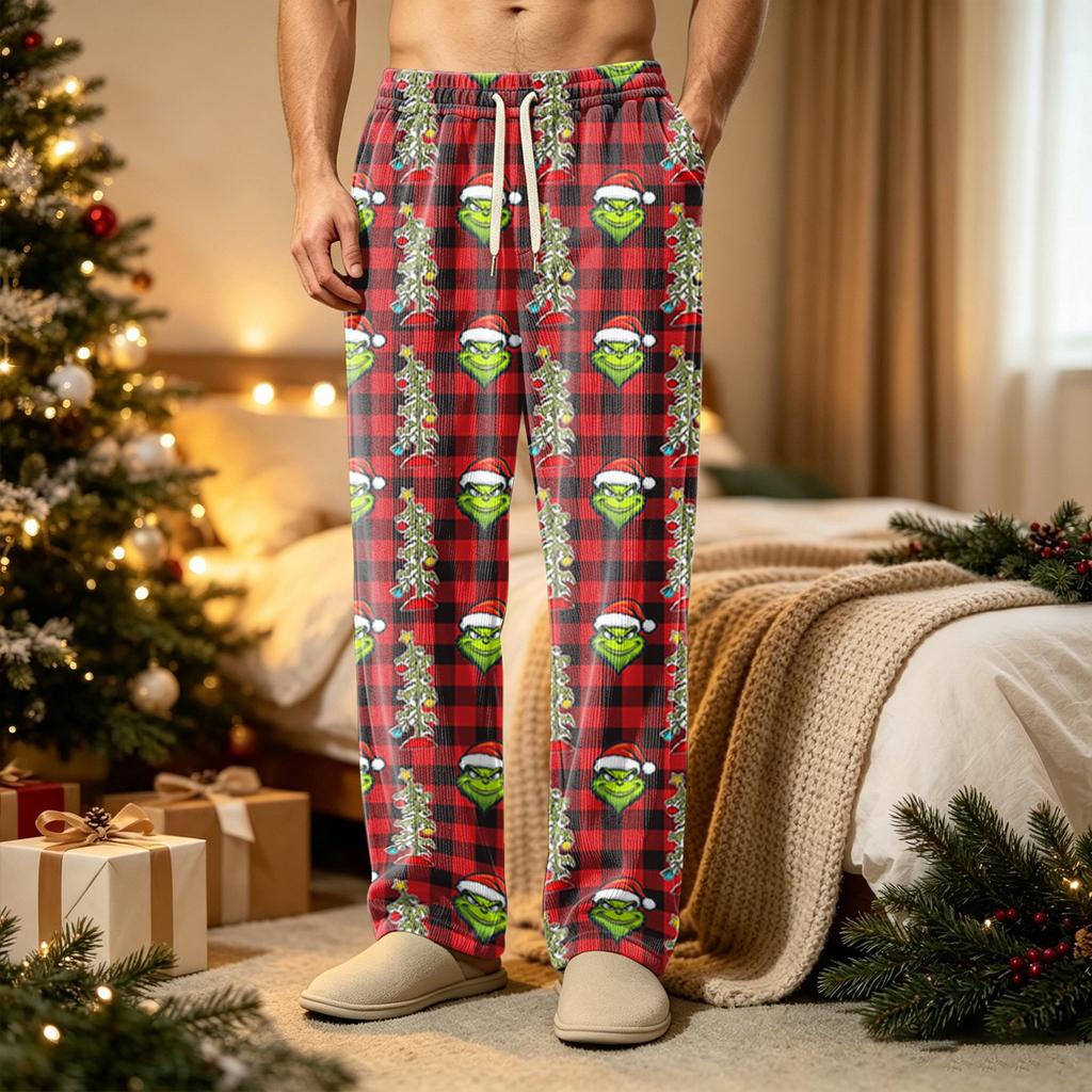 Herren Casual Strickhose mit weihnachtlichem Print, Farbe und Taschen für die Feier
