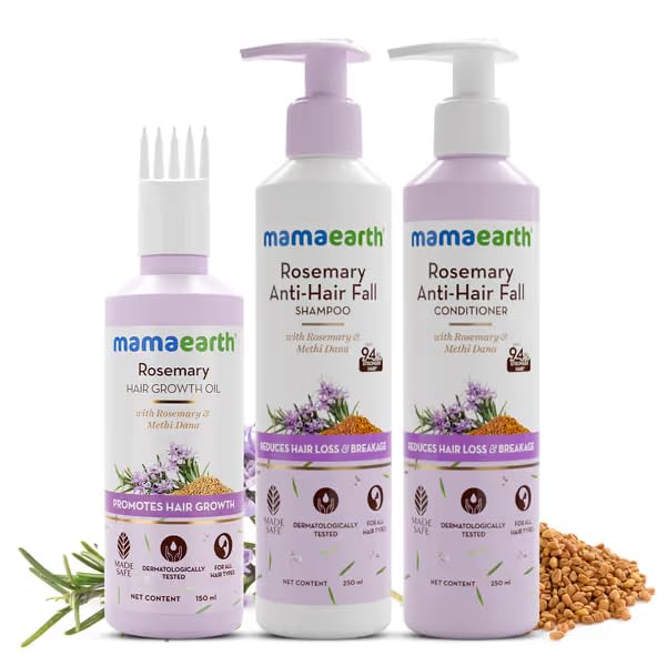 Mamaearth Kit Anti-Chute aux Extraits de Romarin pour des Cheveux Plus Forts – 94% Moins de Chute de Cheveux – Certifié Made Safe – 650ml