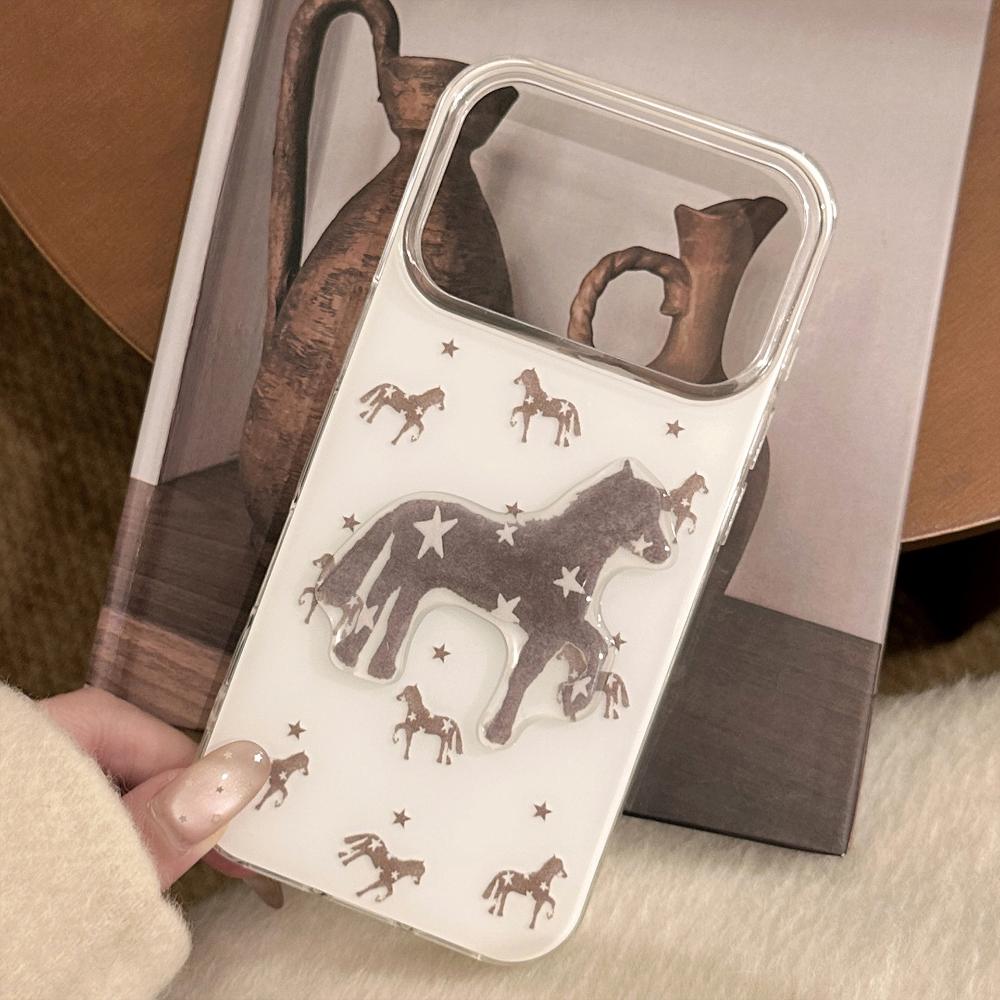 Star Pony Is Suitable for Apple 17promax Mobile Phone Case Iphone16 Hard 12 Premium Brown 14 National Style 11 Stereo
