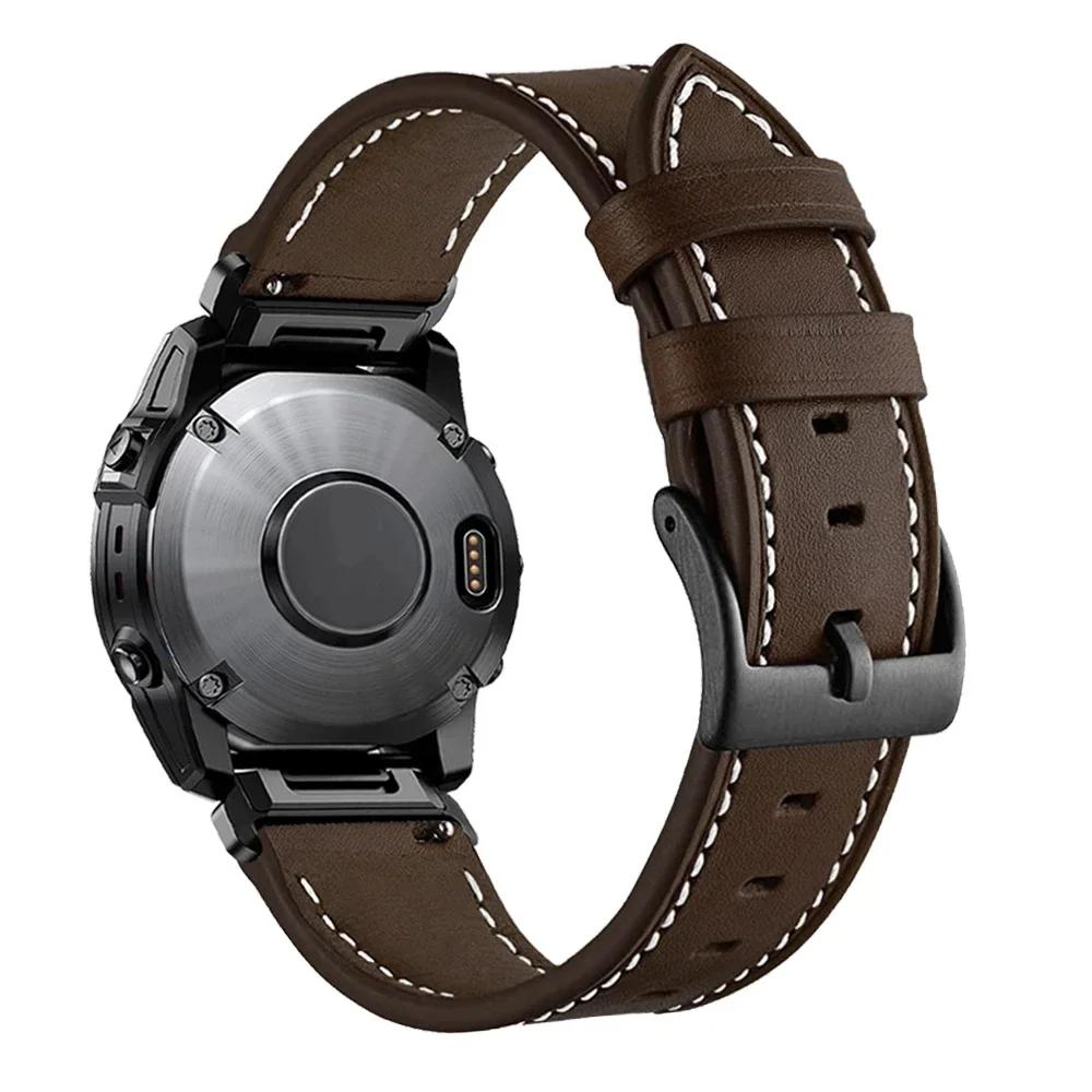 For Garmin Instinct 2X Solar QuickFit PU Leather Watch Strap Watchband 26 22mm For Garmin Fenix 6X 6 Pro 5X 5 Plus 7X 7 Bracelet