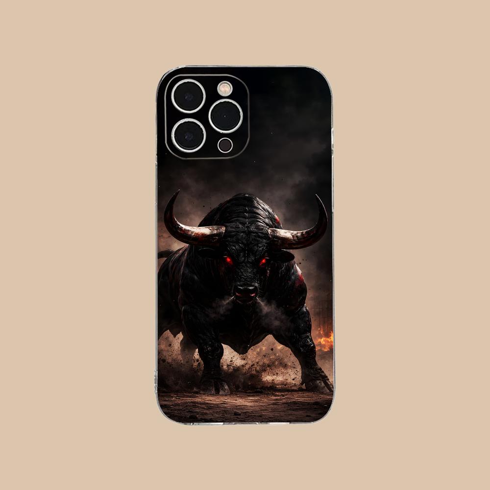 Bull Head Phone Case for iPhone 17 16 15 14 13 12 11 X XR XS Air Pro Max Plus Mini Soft TPU Clear Cover