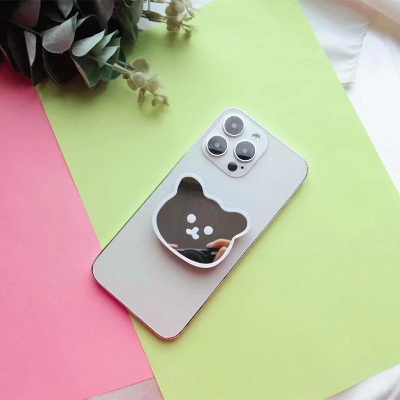 Support Magsafe pour iPhone Support Magnétique pour Téléphone Support Mignon en Forme d'Ours Poignée Télescopique Résine Dégradée Transparente Support Pliable