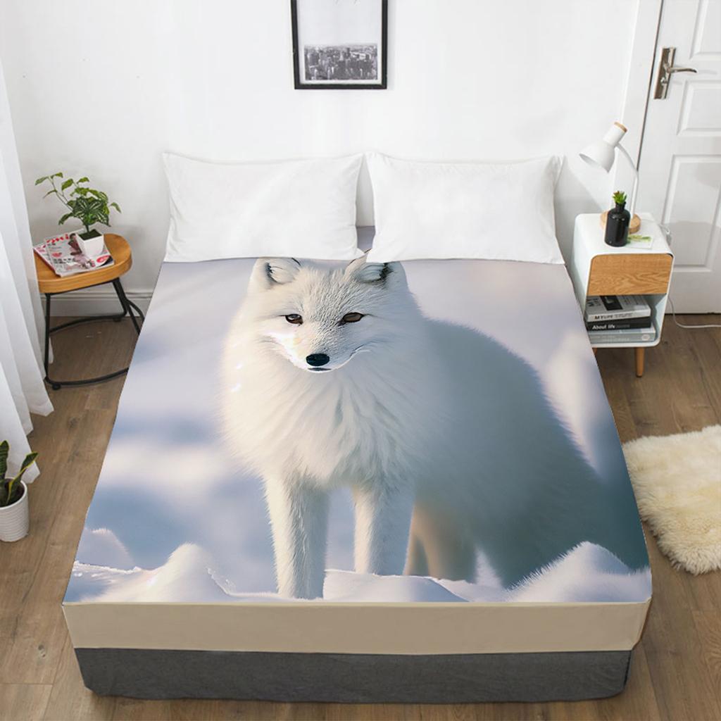Animal Pattern Fitted Sheet 3D Printed Mattress Cover Elastic Band Bed Sheet Bedding Single Piece