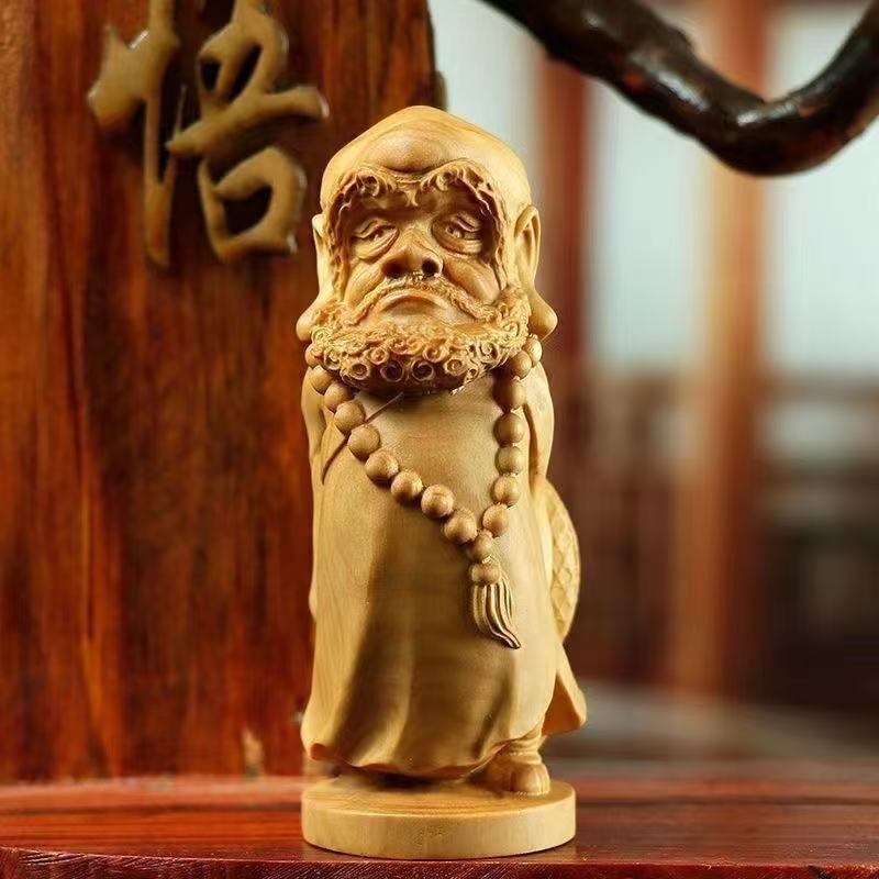 wood carving Bodhidharma Patriarch sculptures and figurines Shak buddha characters little buddha Home Room Office the buddha