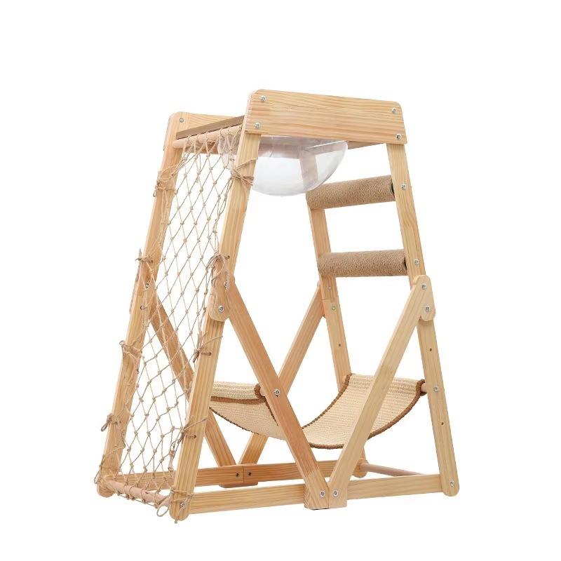 Cat Climbing Frame Space Capsule Scratching Board Hammock Solid Wood Sisal Not Falling Chips Rugged Climbing Net Pet Supplies