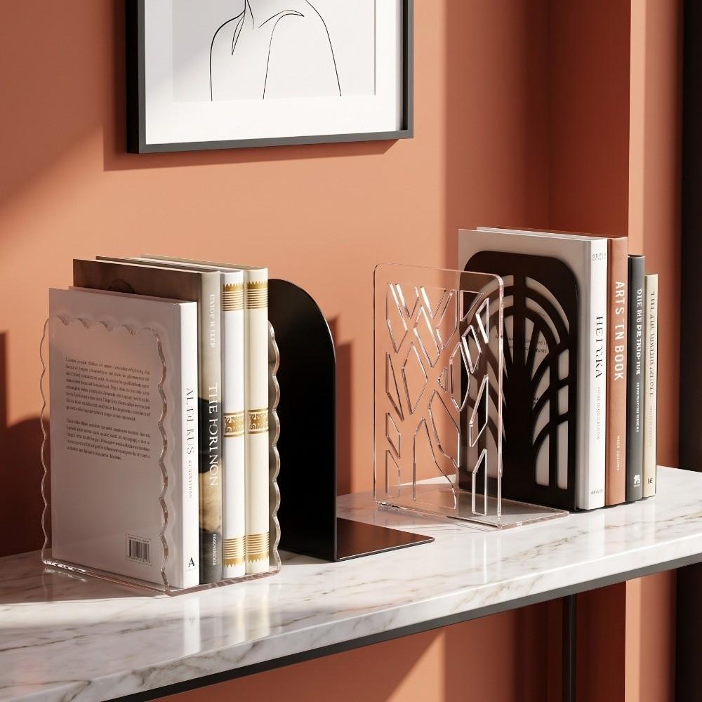 Space-saving Desktop Acrylic Book Storage Rack Transparent Black Bookshelf Back-to-School Season