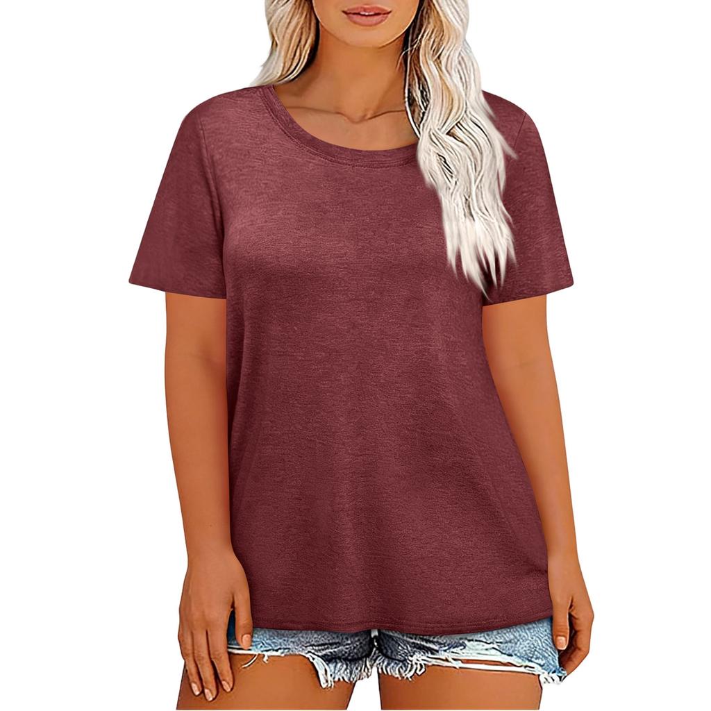 Plus Size Women Fashionable Casual Loose Fit Short Sleeve Top
