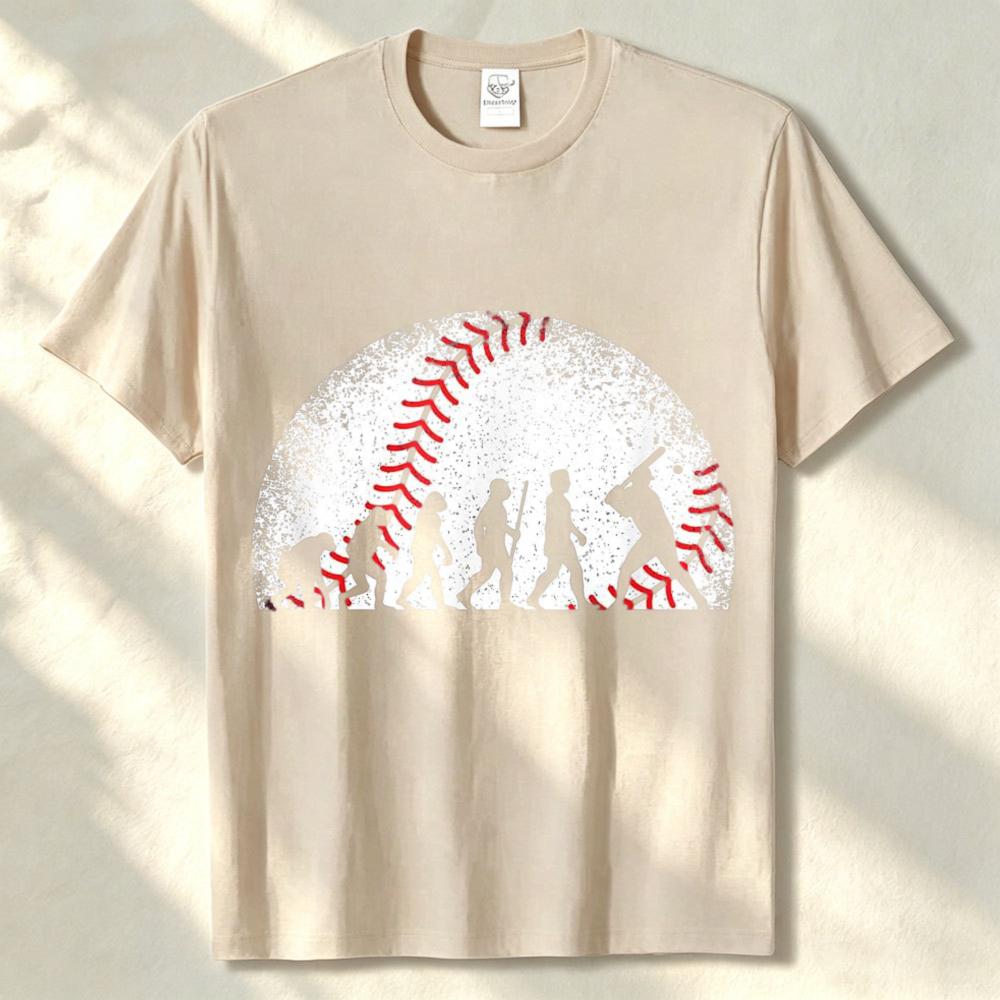 Huunisex Evolution To Baseball Batter Vintage Distressed Baseball Silhouette Graphic Unisex Cotton T Shirt Sport Fan Daily Wear Top