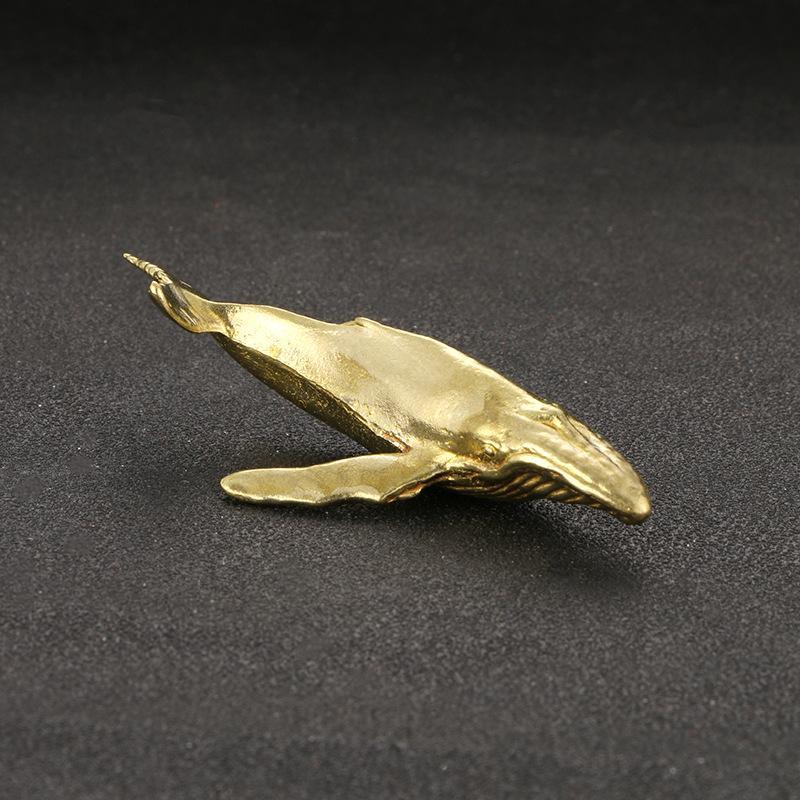 New Solid Brass Whale Figurines Vintage Sea Animal Small Statue Desktop Ornaments Office Decorations Crafts Accessories