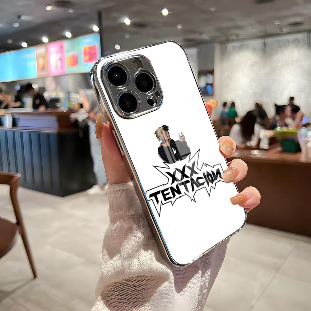 Rapper XXXTENTACION Telefoonhoesje Voor IPhone 17 Pro Max 15 Pro 16 14 Plus 12 13 Mini 11 Pro Schokbestendige Geplateerde Glazen Cover
