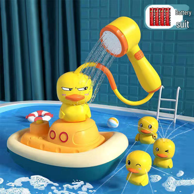 Pirate Duck 4-in-1 Children's Bath Toy: Electric Spraying Shower Head for Fun Parent-Child Bath Time