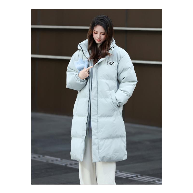 Thickened Mid-length Hooded Cotton Coat, Winter New Couple's Warm Down Cotton Coat, Women's Over-the-knee Coat