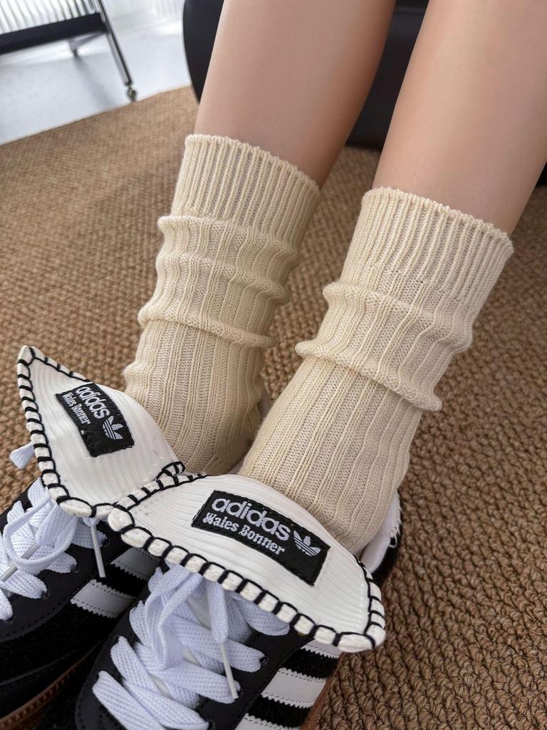Birkenstock Women's Mid-Calf Wool Socks - Japanese Style, Thick Yarn, Knit, Trendy Autumn/Winter.