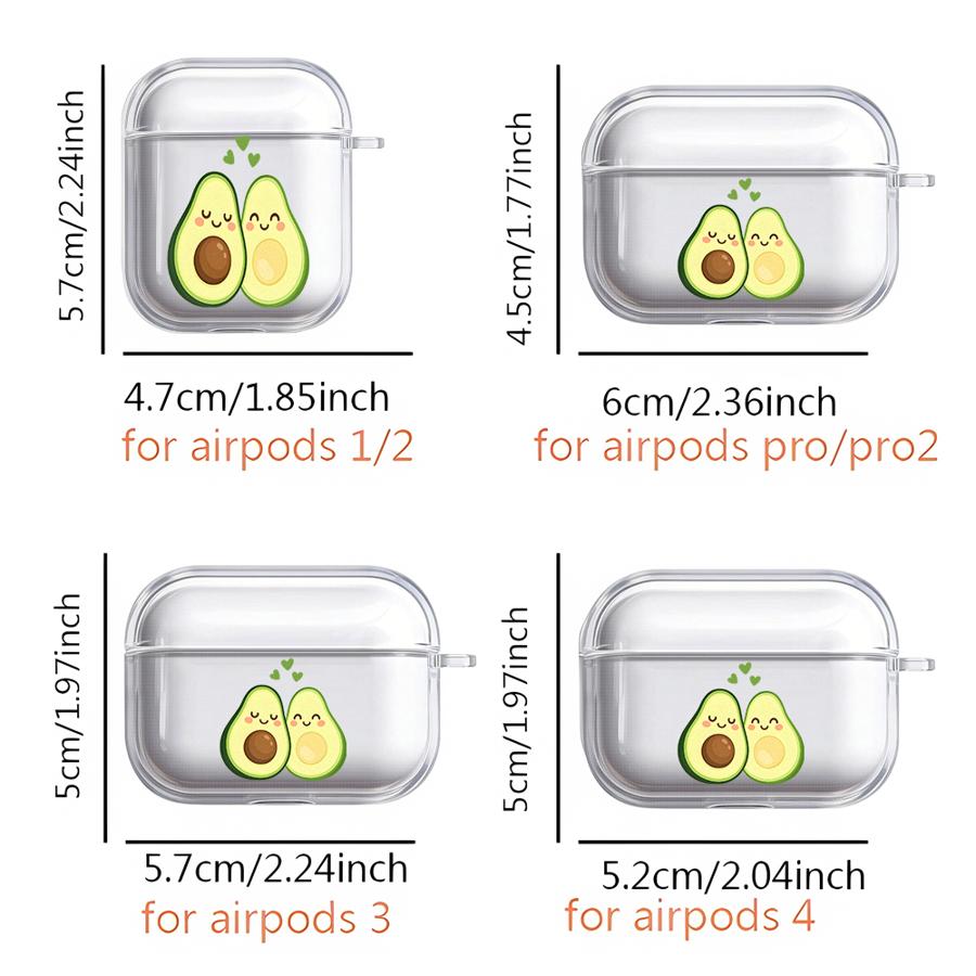 Green Avocado Case For Airpods Pro 3 4 Pro3 Pro2 2 1 Clear Earphone Cases Cover