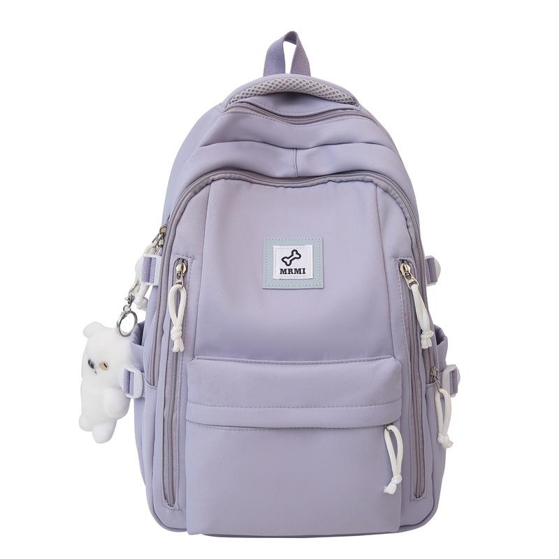 

Женский нейлоновый рюкзак, однотонный школьный рюкзак фиолетовый