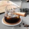 1pc Italian Style Glass Coffee Cup & Scaled Milk Jug,180ml Reusable Insulated Borosilicate Glass with Wooden Handle | Multipurpose for Coffee/Tea