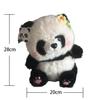 Fluffy Panda Plush Toy with Flower Decoration, 28x20cm, Kids' Toy, Birthday Gift, Christmas Decor, Ornament