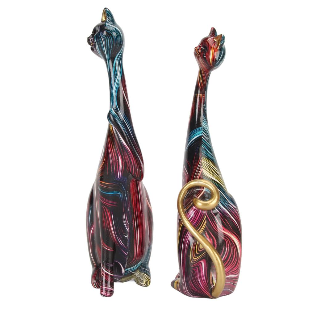 2 ks Sošky koček olejomalba Abstraktní pár Pryskyřičné figurky koček Kočičí socha do ložnice kanceláře