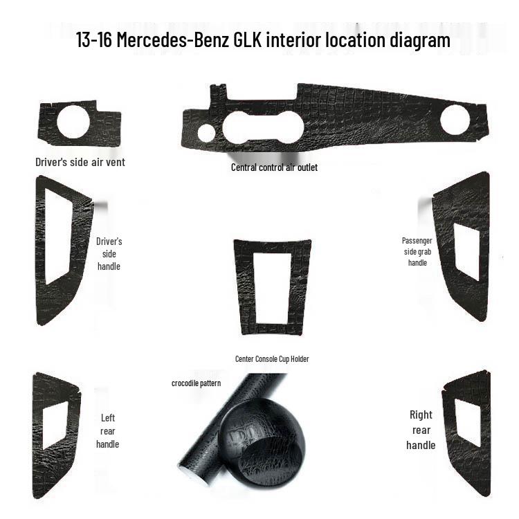 Carbon Fiber Stickers for Mercedes-Benz GLK200/260/300 (2013-2016): Center Console & Door Panels