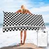 Schaakbord Zwart-wit Raster Vlakken Strandlaken Zacht Microvezel Sneldrogend Absorberend Snelle Handdoeken Voor Zwembad