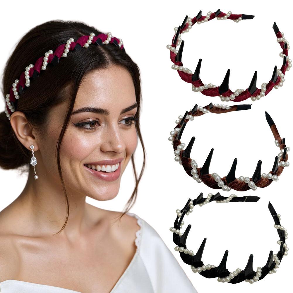 3Pcs Elegant Headband with Teeth Decorative Hair Band Fashion Non-slip Hairband for Women Hair Accessories